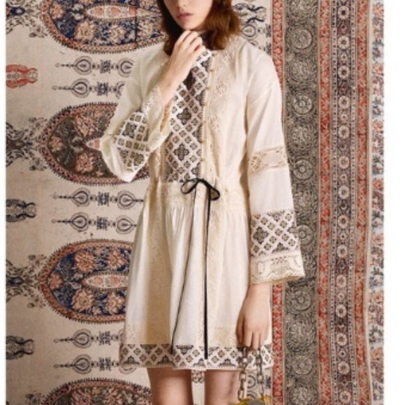 Tory Burch Carlotta Lace Trimmed Dress - Picture 1 of 6